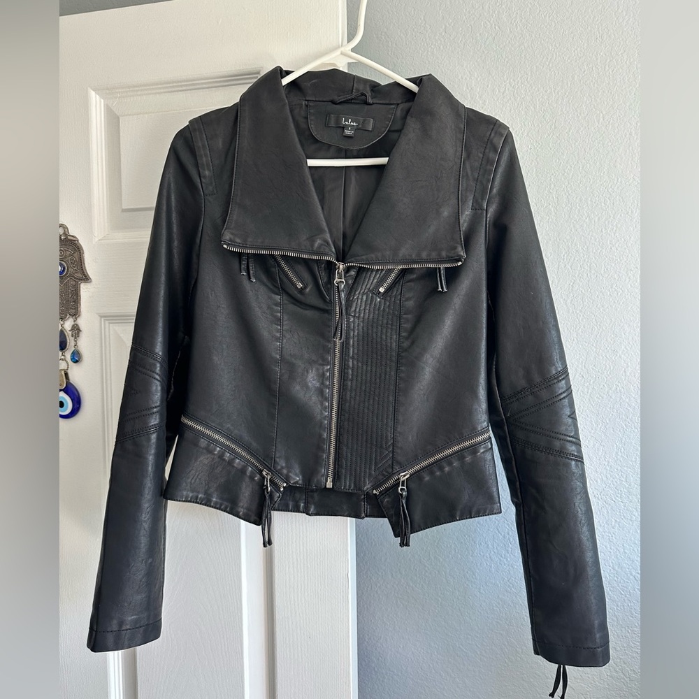 Lulus Up on a Tuesday Black Vegan Leather Jacket. NWOT. Black. Size Small